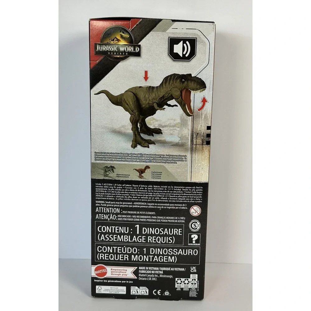 Jurassic World Rebirth Tyrannosaurus rex Sound Surge Dinosaur Figure Mattel‎ NIB